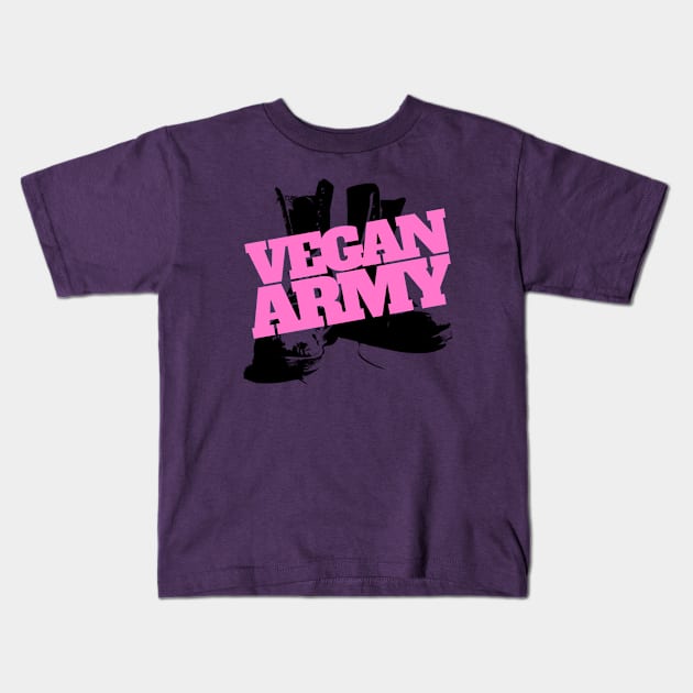 VEGAN ARMY BOOTS LOGO [PINK] Kids T-Shirt by Vegan Army